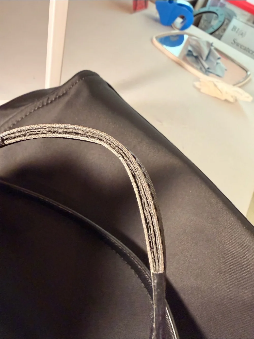 kate spade Black Nylon Shoulder Bag with Gold Plaque, detachable strap